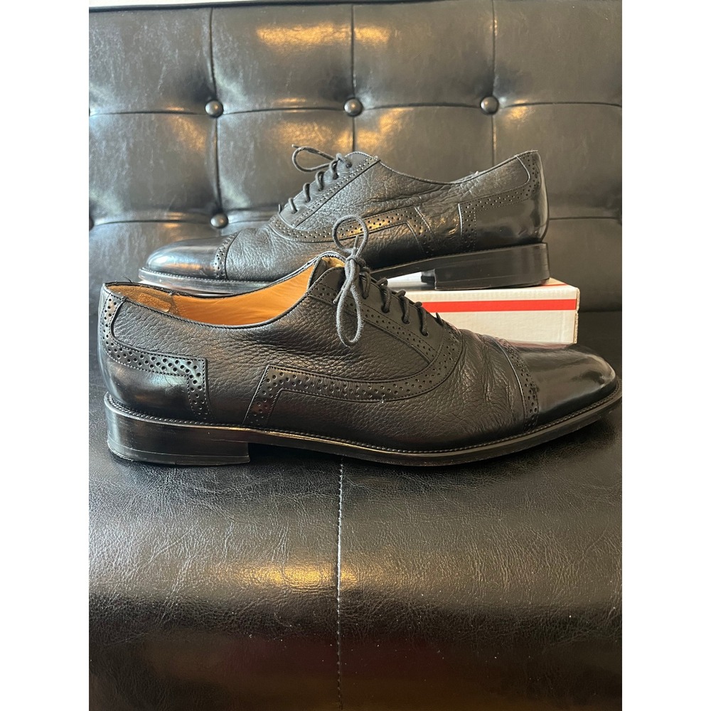 Vintage Mezlan Marque Black Cap Toe Wingtip Oxfords